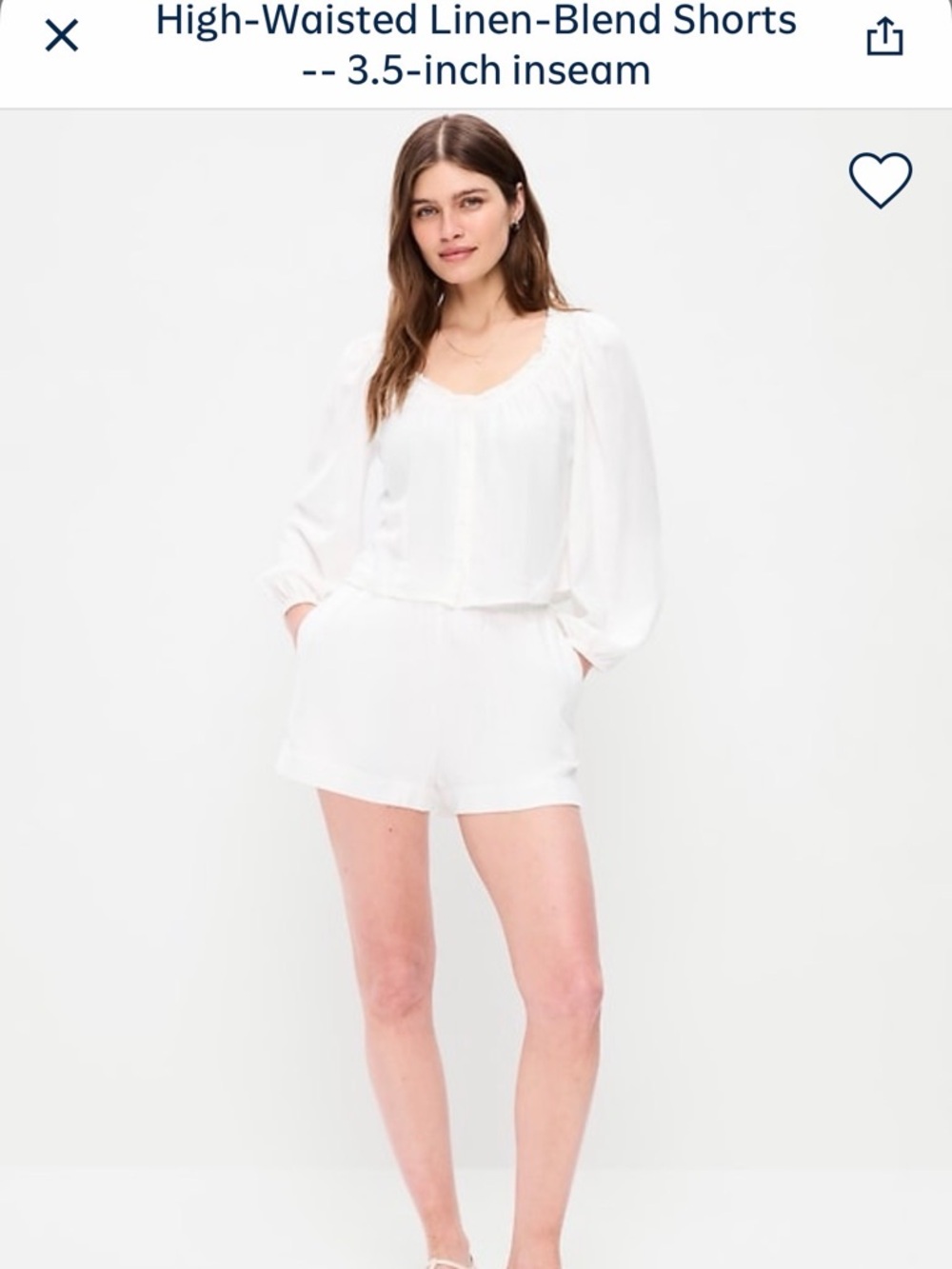 Old Navy White High-Waisted Linen-Blend Women's Shorts